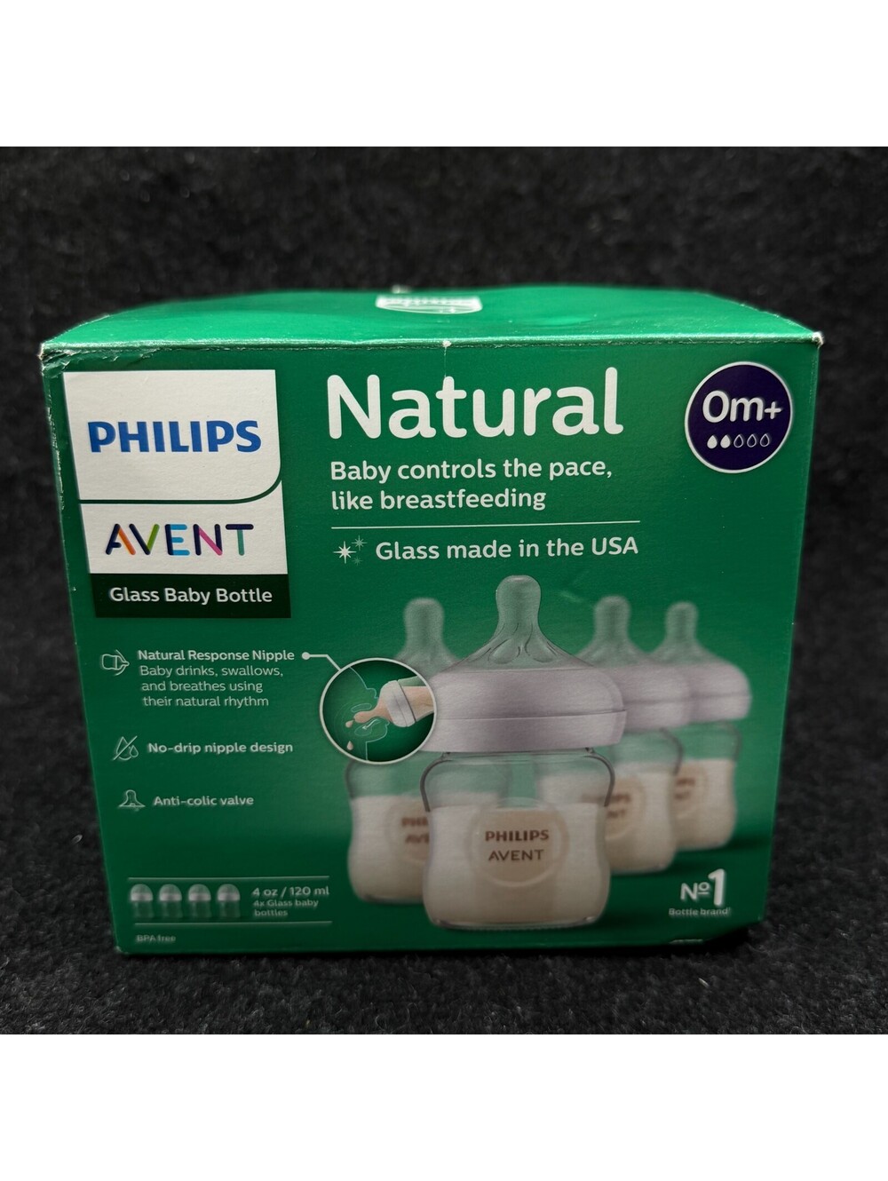 Philips Avent Natrual Glass Baby Bottles 4oz/120 ml 4 Pack 0m+